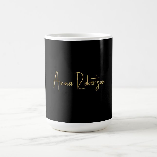 Black Gold Colors Professional Trendy Calligraphy Coffee Mug (Center)
