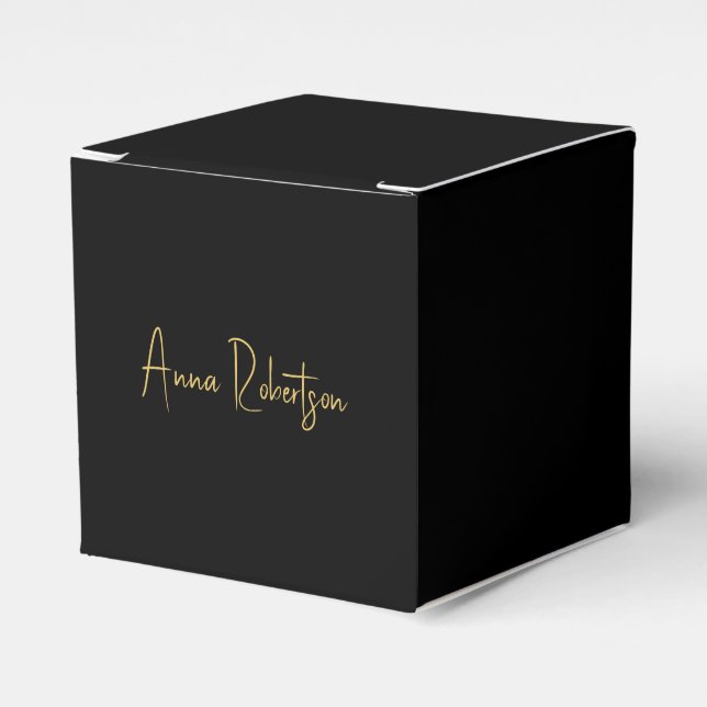 Black Gold Colors Professional Trendy Calligraphy Favor Boxes (Front Side)
