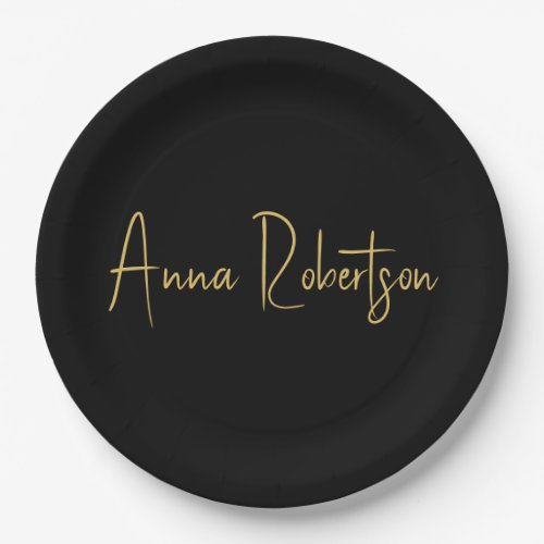 Black Gold Colors Professional Trendy Calligraphy Paper Plates