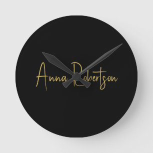 Black Gold Colors Professional Trendy Calligraphy Round Clock