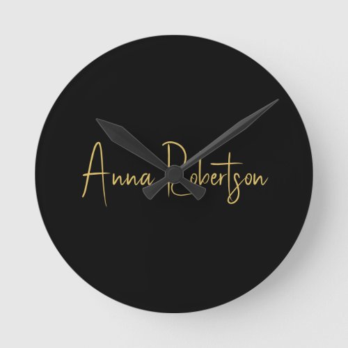 Black Gold Colors Professional Trendy Calligraphy Round Clock