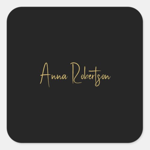 Black Gold Colors Professional Trendy Calligraphy Square Sticker
