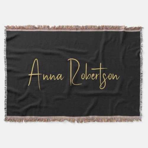 Black Gold Colors Professional Trendy Calligraphy Throw Blanket