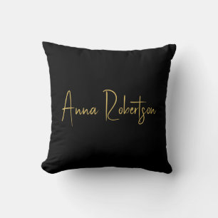 Black Gold Colors Professional Trendy Calligraphy Throw Pillow