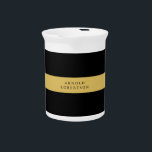 Black Gold Colors Professional Trendy Minimalist Beverage Pitcher<br><div class="desc">Represent yourself with this modern,  elegant design. This template can be customized to meet all professional occupations.</div>
