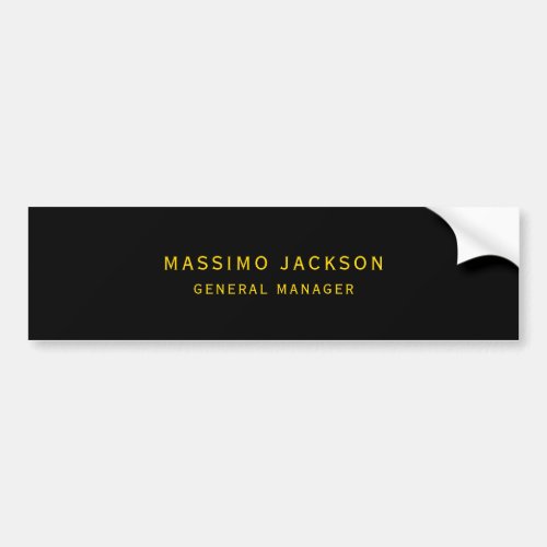 Black Gold Colors Professional Trendy Minimalist Bumper Sticker