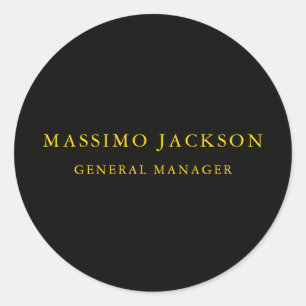 Black Gold Colors Professional Trendy Minimalist Classic Round Sticker