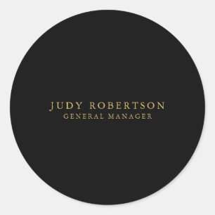Black Gold Colors Professional Trendy Minimalist Classic Round Sticker