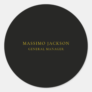 Black Gold Colors Professional Trendy Minimalist Classic Round Sticker