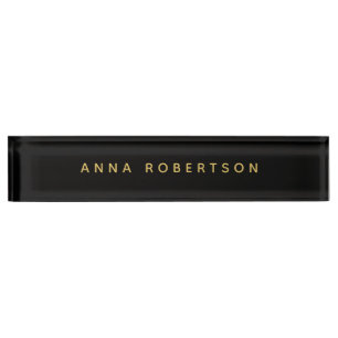 Black Gold Colors Professional Trendy Minimalist Desk Name Plate