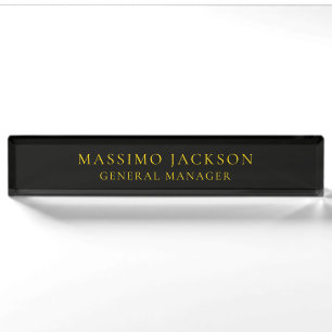 Black Gold Colors Professional Trendy Minimalist Desk Name Plate