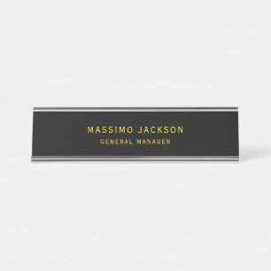 Black Gold Colors Professional Trendy Minimalist Desk Name Plate