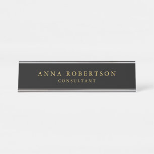 Black Gold Colors Professional Trendy Minimalist Desk Name Plate