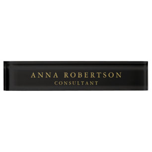 Black Gold Colors Professional Trendy Minimalist Desk Name Plate