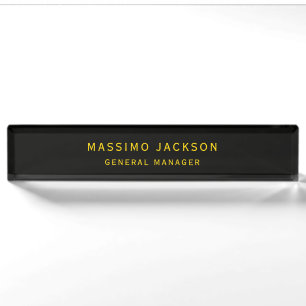 Black Gold Colors Professional Trendy Minimalist Desk Name Plate