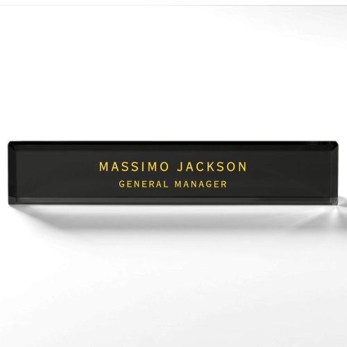 Black Gold Colors Professional Trendy Minimalist Desk Name Plate