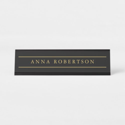 Black Gold Colors Professional Trendy Minimalist Desk Name Plate