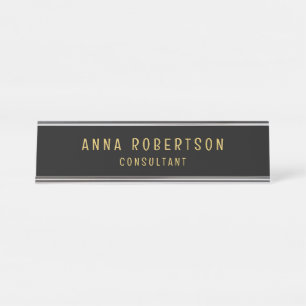 Black Gold Colors Professional Trendy Minimalist Desk Name Plate