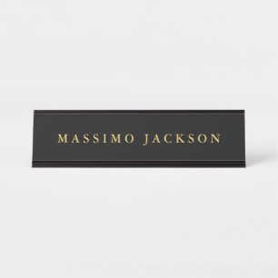Black Gold Colors Professional Trendy Minimalist Desk Name Plate
