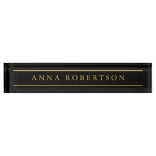 Black Gold Colors Professional Trendy Minimalist Desk Name Plate