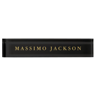 Black Gold Colors Professional Trendy Minimalist Desk Name Plate