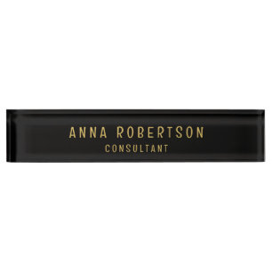 Black Gold Colors Professional Trendy Minimalist Desk Name Plate
