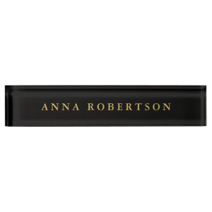 Black Gold Colors Professional Trendy Minimalist Desk Name Plate
