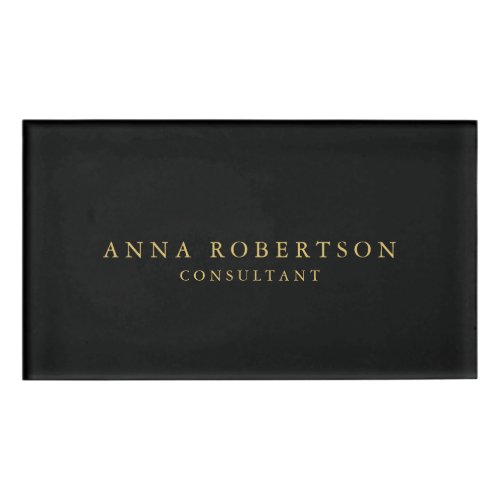 Black Gold Colors Professional Trendy Minimalist Name Tag