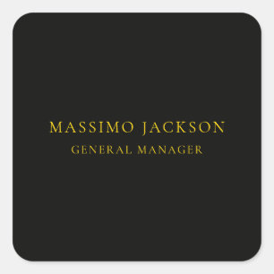 Black Gold Colors Professional Trendy Minimalist Square Sticker