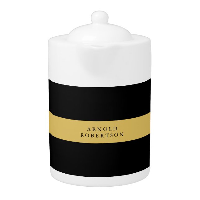 Black Gold Colors Professional Trendy Minimalist Teapot (Front)