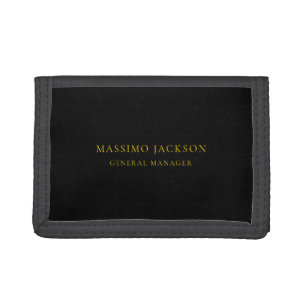 Black Gold Colors Professional Trendy Minimalist Tri-fold Wallet