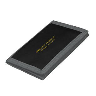 Black Gold Colors Professional Trendy Minimalist Tri-fold Wallet