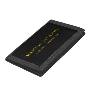 Black Gold Colors Professional Trendy Minimalist Tri-fold Wallet