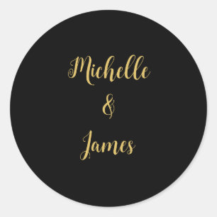 Black & Gold Colors Professional Trendy Modern Classic Round Sticker