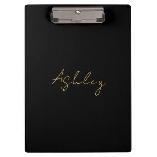Black Gold Colors Professional Trendy Modern Name Clipboard