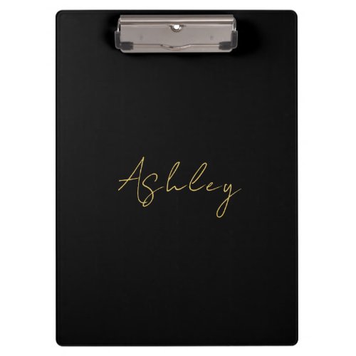 Black Gold Colors Professional Trendy Modern Name Clipboard