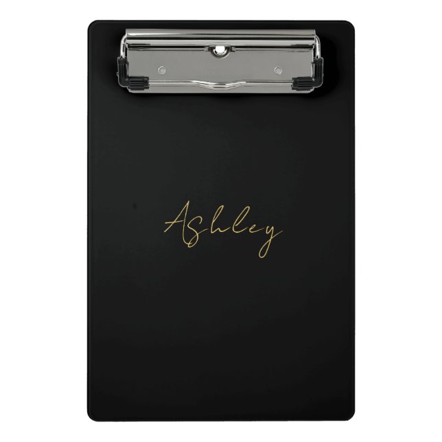 Black Gold Colors Professional Trendy Modern Name Mini Clipboard (Front)