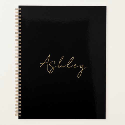 Black Gold Colors Professional Trendy Modern Name Planner