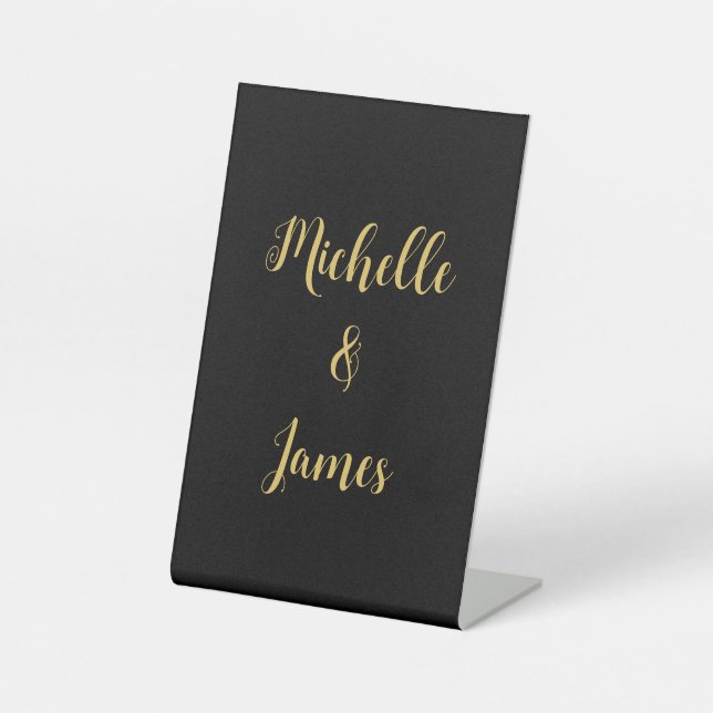 Black & Gold Colors Professional Trendy Modern Pedestal Sign (Front)