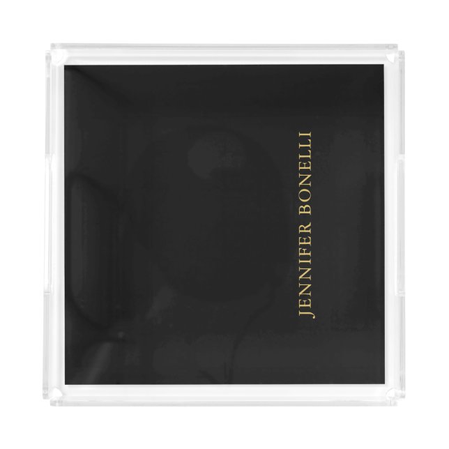 Black Gold Colors Professional Trendy Modern Plain Acrylic Tray (Front)