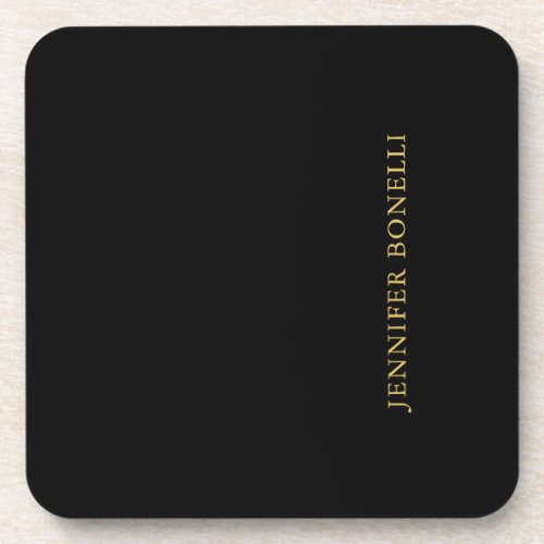 Black Gold Colors Professional Trendy Modern Plain Beverage Coaster