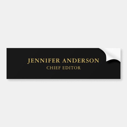 Black Gold Colors Professional Trendy Modern Plain Bumper Sticker