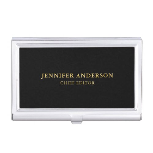 Black Gold Colors Professional Trendy Modern Plain Business Card Case