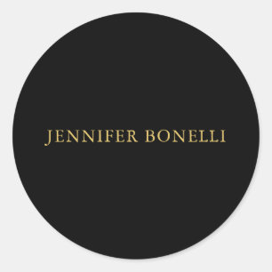 Black Gold Colors Professional Trendy Modern Plain Classic Round Sticker