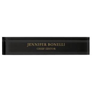 Black Gold Colors Professional Trendy Modern Plain Desk Name Plate