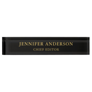 Black Gold Colors Professional Trendy Modern Plain Desk Name Plate