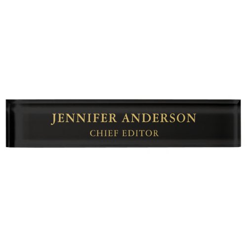 Black Gold Colors Professional Trendy Modern Plain Desk Name Plate