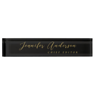 Black Gold Colors Professional Trendy Modern Plain Desk Name Plate