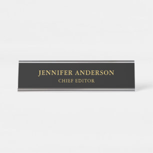 Black Gold Colors Professional Trendy Modern Plain Desk Name Plate