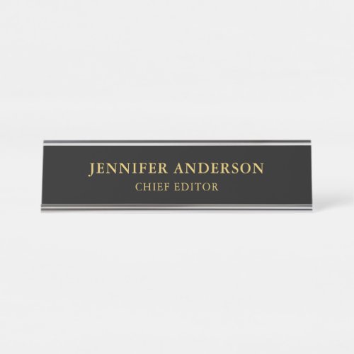 Black Gold Colors Professional Trendy Modern Plain Desk Name Plate